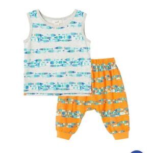 PEEK KIDS, Nature Conservency Peek Fish Set, Grey, 6-12, Harem Pant and Tee